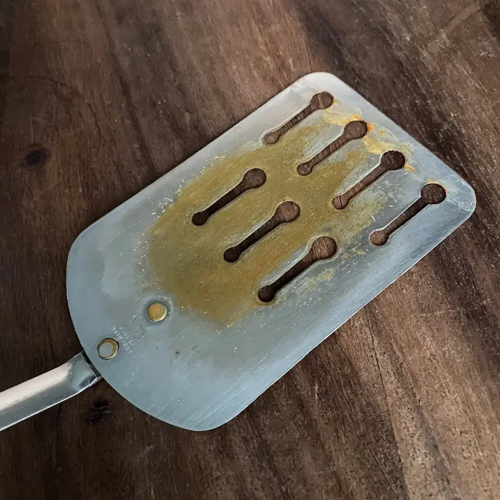 4 Vintage Ekco Chromium Plated Slotted Keyhole Spatula Spoon USA Made *Read*